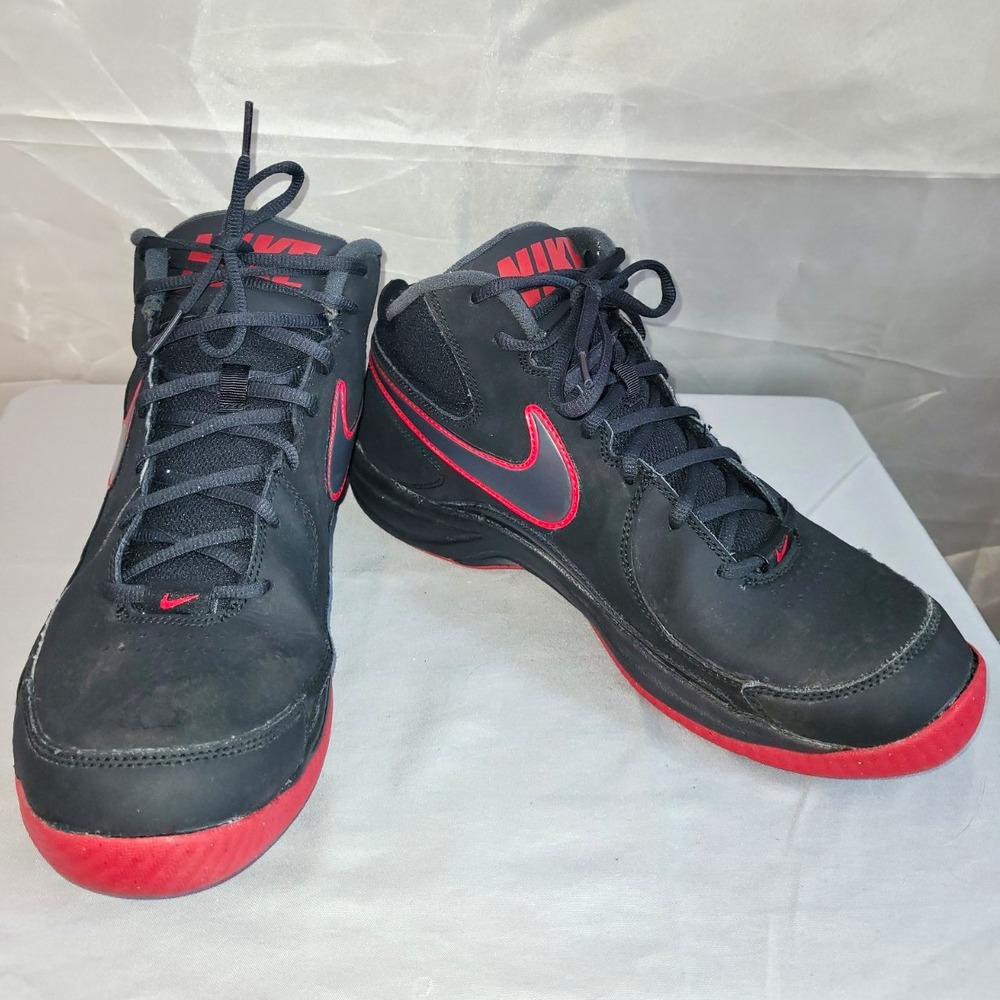 Nike Men's Mid Top Lace-Up Athletic Sneaker Black/Red Rubber Sole 511373-003